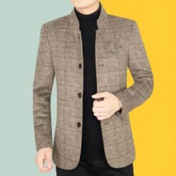 Mens Casual Blazer For Fall And Winter - Brown, L