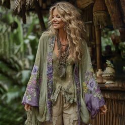 Linen Shawl-printed Buttonless Shirt Travel Ethnic-style Shawl - GKNH57164U, L