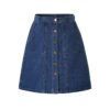 Solid-color Single-breasted Denim Skirt With Pockets