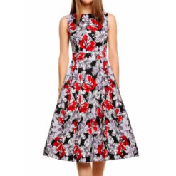 Vintage print dress - Lily red, S