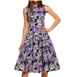Vintage print dress - Lily purple, XL