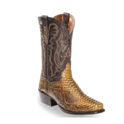 Mens Embroidered Pointed-Toe Patchwork Quilted Boots - Yellow, 44