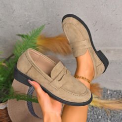 British-style Low-top Vintage Suede Shoes - Khaki, 41