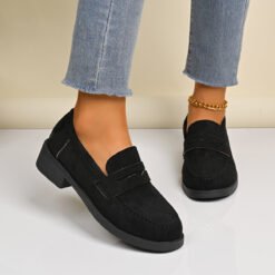 British-style Low-top Vintage Suede Shoes - Black, 37