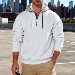Light-luxury Commuter-style Long-sleeve Hoodie With A Stand-up Collar - White, S
