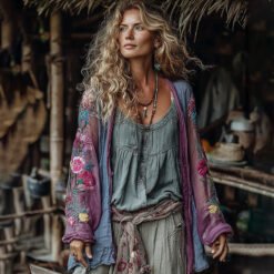 Linen Shawl-printed Buttonless Shirt Travel Ethnic-style Shawl - GKNH57164U6, S