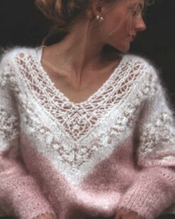 Womens Digitalprint Vneck Loose Sweater With A SoftCozy Feelperfect For Casual Wear - Pink, 3XL