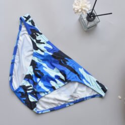 Four-color Camouflage Men's Briefs - Blue, L