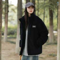 New Winter American-style Corduroy Cotton Coat With A Premium High-end Feel - Black, XL