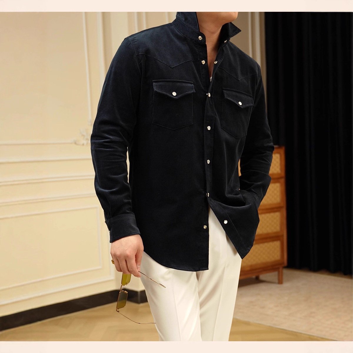 Mens Casual Business Shirt Made From Pure Cotton With A Lampwick Weave For Everyday Wear - Image 2