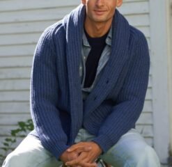 Solid-color Lapel-neck Knit Sweater Jacket From Europe And The US - Blue, M