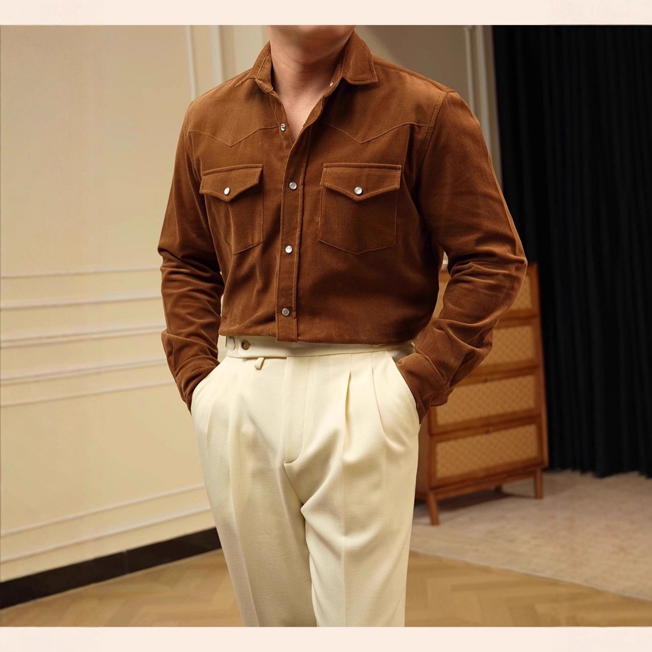 Mens Casual Business Shirt Made From Pure Cotton With A Lampwick Weave For Everyday Wear - Image 5