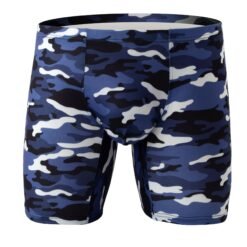 Men's Camouflage Loose U Convex Casual Sports Boxers - Deep Blue Camouflage, XXL