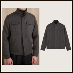 Short, Casual Wool-blend Coat With A Stand-up Collar - Dark Gray, XXL