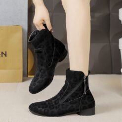 Women's Retro Suede Martin Boots Girl - Black Plus Velvet, 40