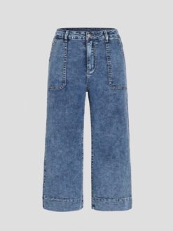 French-style Slimming Straight-leg Cropped Wide-leg Pants - Dark Blue, M