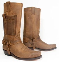 Embroidered Knight High-Heel Leather Mens Boots - Brown, 39