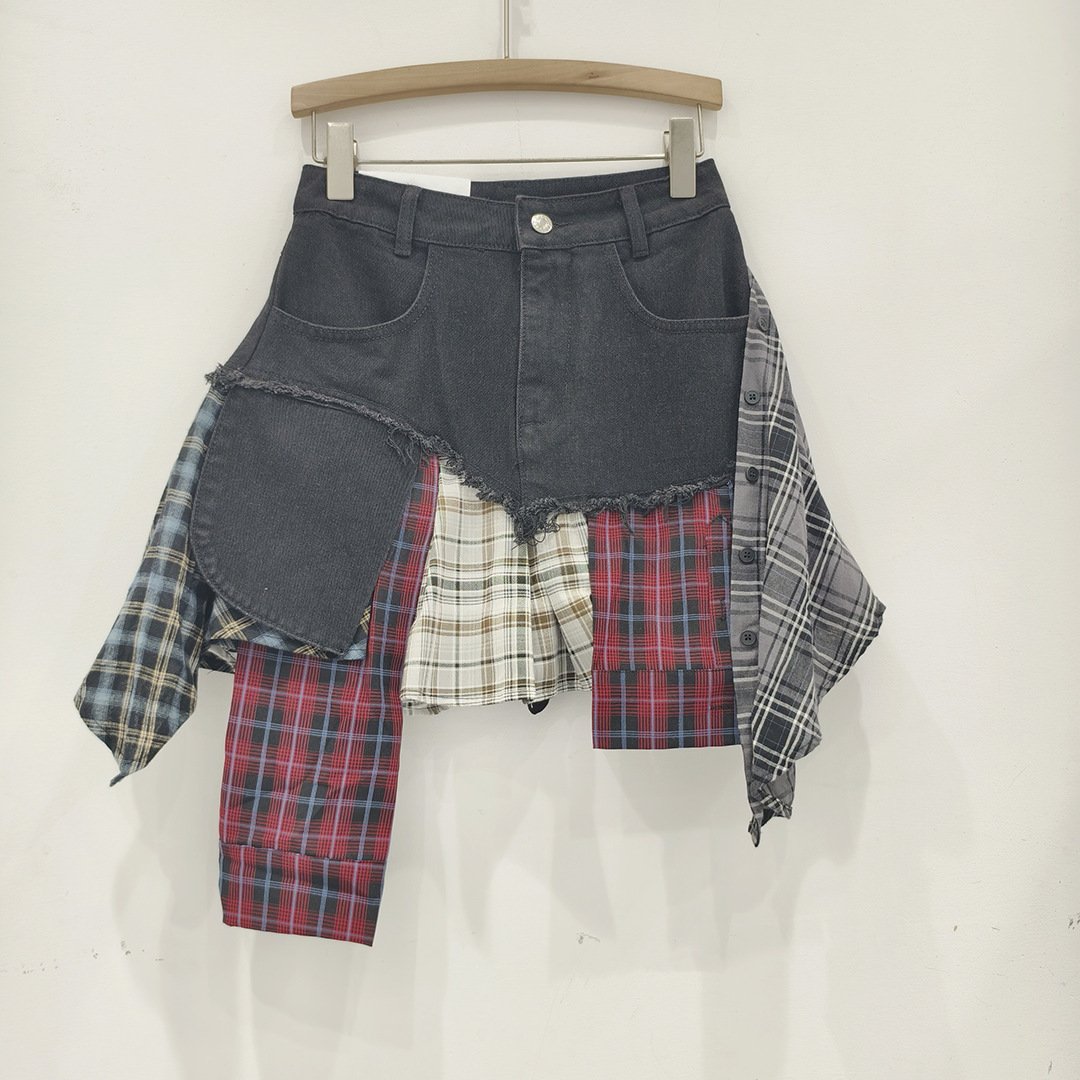 Irregular Hem Patchwork Denim Skirt For Women - Image 4
