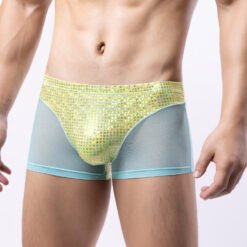 Men's Sexy Boxer Shorts - Yellow Green, L