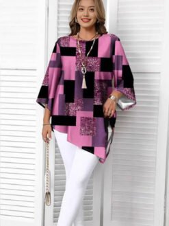 Relaxed, Casual Top With An Asymmetrical Hem - Red, 4XL