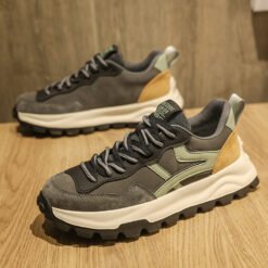 Versatile Casual Dad ShoesConverse-style Sneakers For Teenage Boys - Black And Green, 41