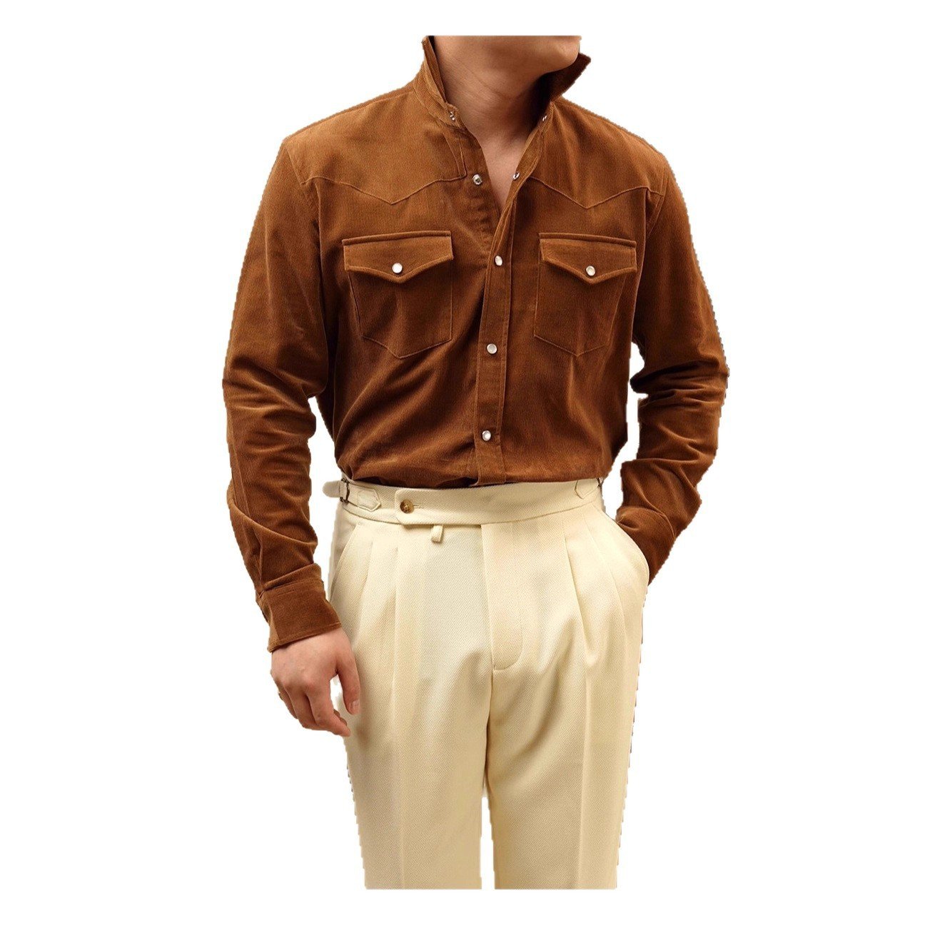 Mens Casual Business Shirt Made From Pure Cotton With A Lampwick Weave For Everyday Wear - Image 4