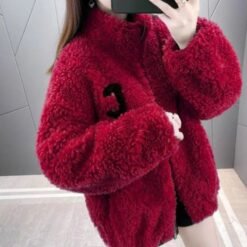 Womens Double Sided Short Shearling Coat