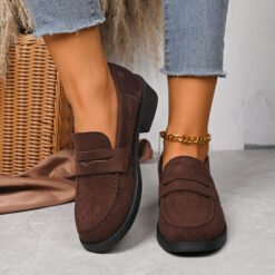 British-style Low-top Vintage Suede Shoes - Dark Brown, 37