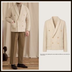 Double-breasted Knit Blazer Casual Sweater - Apricot, XL