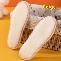 Children's Warm Insole Winter Fleece-lined Thickened Super Soft Sweat Absorbing And Deodorant - Beige, 37Size