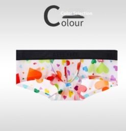 Men's Non-low-rise Ultra-thin Leopard Print Boxer Briefs - Heart, M