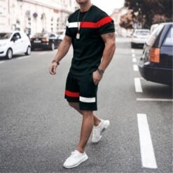 Men's Casual T-shirt Shorts Two-piece Printed Sportswear - TZ0124381, 4XL