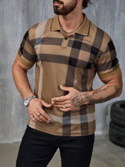 Mens Casual Printed Button-up Shirt With A Lapel Collar - MB13SQ250908Y020, 5XL