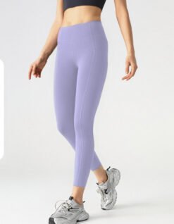 Mesh Side-pocket Stretchy Athletic Leggings - Light Purple, S