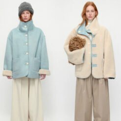 Sea Salt Cream Cup A Heavyweight Dual Wear Designshearling Suede Windproof Coat - Sea salt butter, S