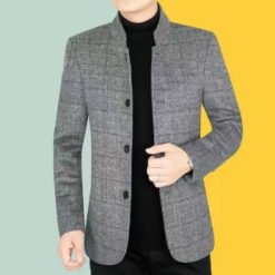 Mens Casual Blazer For Fall And Winter - Gray, 3XL