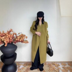 Long Double-sided Wool Coat In Korean Style - Lemon Yellow, S