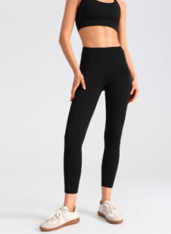 Mesh Side-pocket Stretchy Athletic Leggings - Black, M
