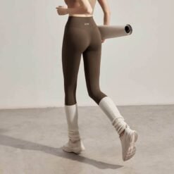 Women's Athletic High-waisted Tummy-control And Butt-lifting Base Leggings - Brown, 5XL