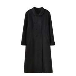 Womens Warm Retro Fitted Wool Coat - Black, 2XL