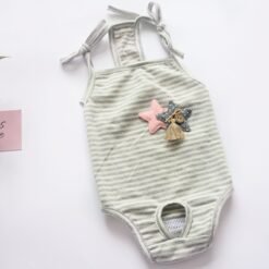 Female Dog Aunt Physiological Pants Panties - Striped onepiece, L