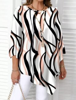 Relaxed, Casual Top With An Asymmetrical Hem - White, 1XL