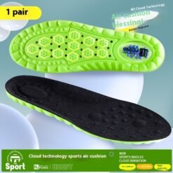 Pu Air Cushion Shock Absorption Thickened Massage Breathable Sweat Absorbing Argy Wormwood Insole - Green, 35to36