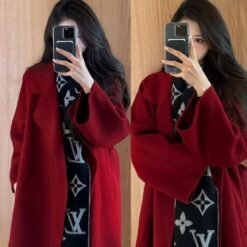 New Year Wool Coat With Down Liner For Women Long Style Outerwear - Red, L