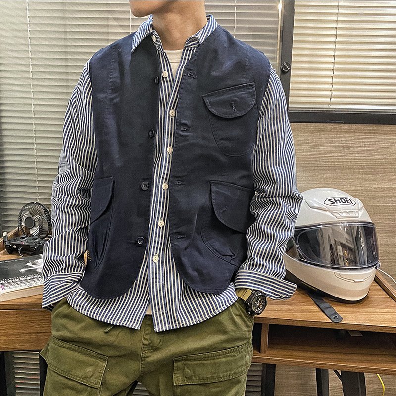 Mens Retro Short Casual Work Vest - Image 3