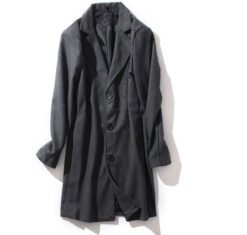 Mens Mid-length Long-sleeve Wool Coat Autumnwinter Wool Outerwear - Dark Gray, XL