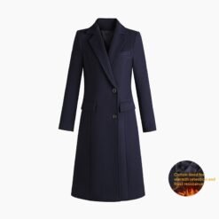 Woolen Coat For Formal Work Attire At Banks Jewelry Stores And Hotel Front Desks - Navy Blue, 4XL