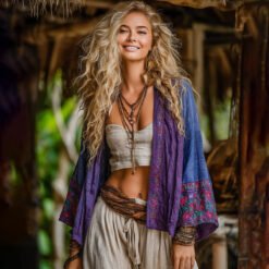 Linen Shawl-printed Buttonless Shirt Travel Ethnic-style Shawl - GKNH57164U2, L