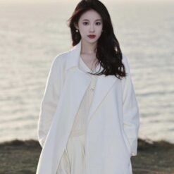 New Year Wool Coat With Down Liner For Women Long Style Outerwear - Beige, XL