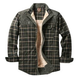 European-size Plaid Shirt Mens Outerwear - Dark Army Green, M
